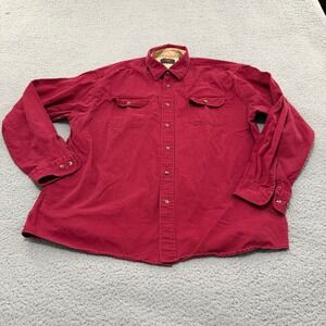 Wrangler Shirt Mens XL Long Sleeve Button Down Burgundy Red Cotton Twill